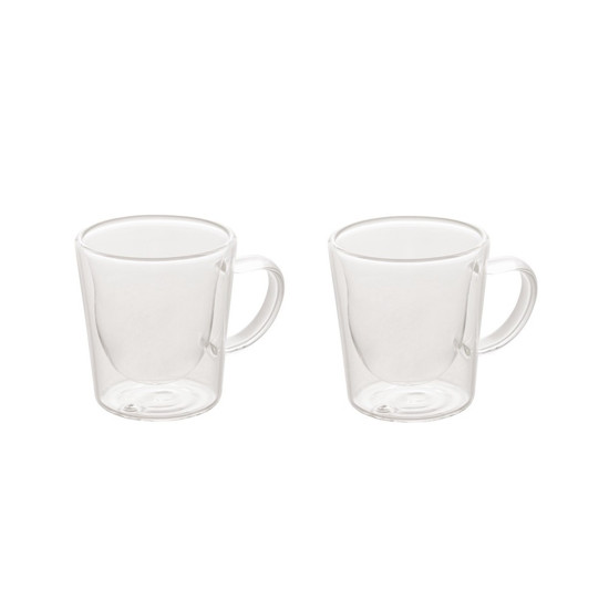 Imagem JOGO 2 XÍCARAS PARA CAFÉ DUPLA PAREDE DE VIDRO RESISTENTE AO CALOR 100ML - WOLFF