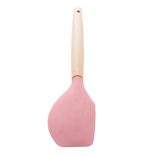 Imagem ESPÁTULA DE SILICONE COMCABO DE BAMBU CHARMY COR ROSA - LYOR 