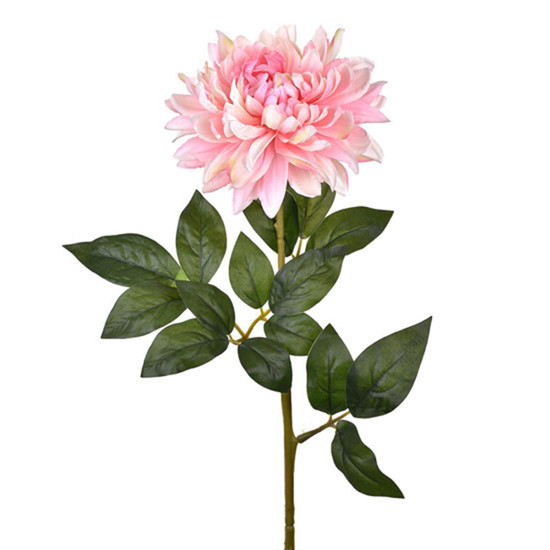 Imagem HASTE DECORATIVA DE DÁLIA ROSA EM PLÁSTICO MOLDÁVEL COM PÉTALAS EM CETIM - GRILLO