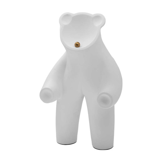 Imagem ESCULTURA URSO MINIMALISTA  EM RESINA COR BRANCO E DOURADO 26X13X40CM - LUCATTI 