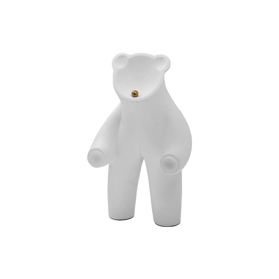 Imagem ESCULTURA URSO MINIMALISTA  EM RESINA COR BRANCO E DOURADO 30X20X10CM - LUCATTI 