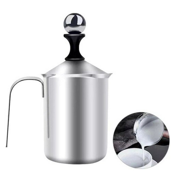 Imagem ESPUMADOR MANUAL DE LEITE EM AÇO INOX 400ML - OXFORD 