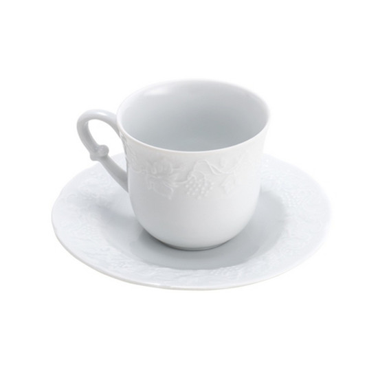 Imagem CONJUNTO 6 XÍCARAS DE CAFÉ DE PORCELANA LIMOGES COM PIRES VENDANGE 100ML - WOLFF