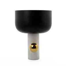 Imagem de VASO DECORATIVO EM METAL E MARMORE COR PRETO, BRANCO E DOURADO 25X25X33CM - LUCATTI  - Lucatti Artes E Decoracoes Ltda