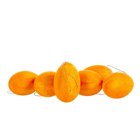 Imagem JOGO DE OVOS DA PÁSCOA COR LARANJA DE ISOPOR 6 PEÇAS DE 8CM - TOK DA CASA 