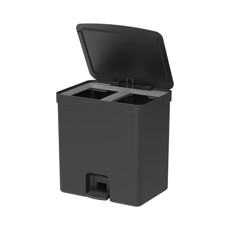 Imagem de LIXEIRA DE PEDAL TRIUM 20 LITROS COM DUPLO COMPARTIMENTO COR PRETO - OU  - Martiplast Ind Com De Plasticos Ltda