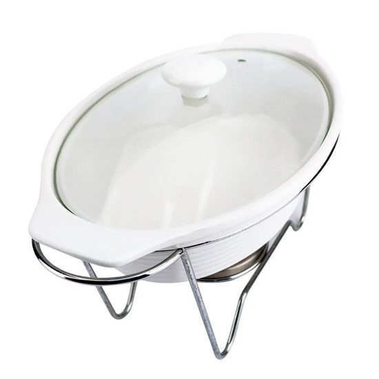 Imagem RECHAUD OVAL EM PORCELANA COM QUEIMADOR 1,5L L35XP21,5XA21,5CM - DYNASTY