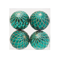 Imagem de JOGO DE BOLA NATALINA COR VERDE COM GLITTER DOURADO 4 PEÇAS DE 10CM CROMUS - Cromus Embalagens Ind. E Com. Ltda