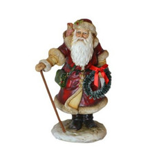 Imagem de PAPAI NOEL DECORATIVO DE RESINA COM SACO DE PRESENTES  E GUIRLANDA 20X11,5X13,5CM - TOK DA CASA  - Oliver Comercio E Distribuicao De Artigo Domestico