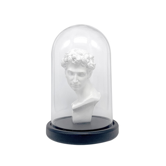 Imagem CULPULA DECORATIVA DE VIDRO COM ESCULTURA ROMANA NA COR BRANCO COM BASE PRETA 14X14X21CM CROSS 