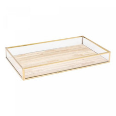 Imagem de BANDEJA DE METAL DOURADA COM PALHA 20CM X 30CM X 3CM - LYOR - Coliseu Presentes Ltda