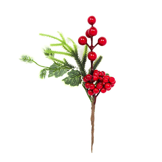 Imagem PICK DECORATIVO COM FRUTAS COR VERDE, VERMELHO E MARROM 23CM - CROMUS 