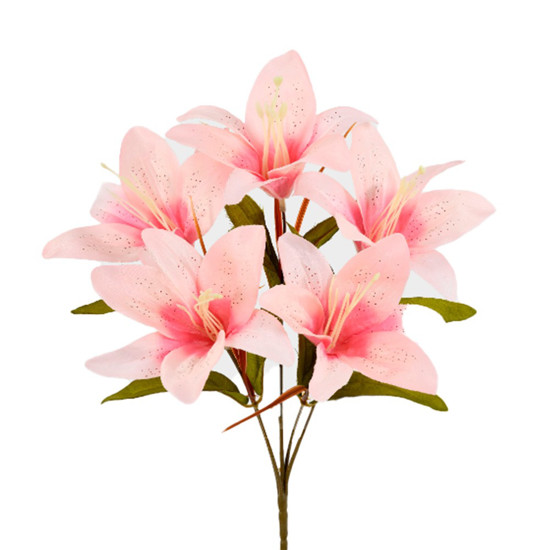 Imagem BUQUÊ LÍRIO TIGRE EM CETIM X5 ROSA OUTONO 25X37CM - GRILLO 53445