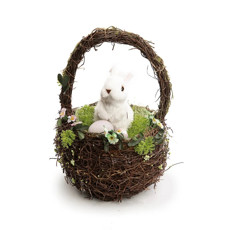 Imagem de CESTA DECORATIVA COM COLEHO DA PÁSCOA RUSTICO 22X22X30CM - CROMUS  - Cromus Embalagens Ind E Com Ltda