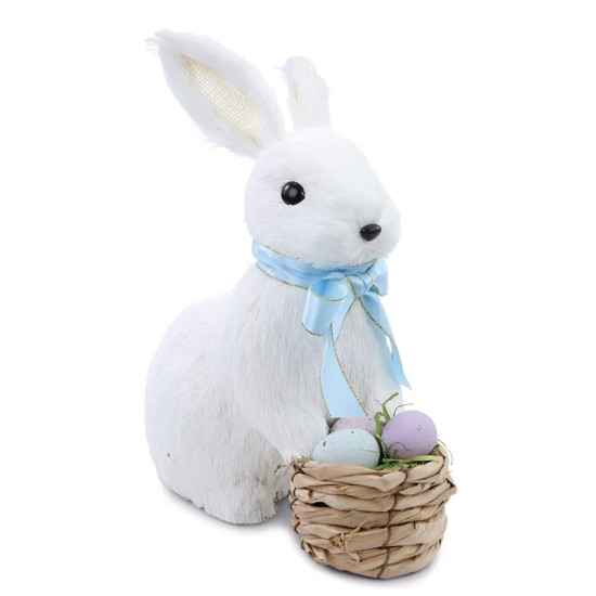 Imagem COELHO DECORATIVO COM CESTA E OVOS COLORIDOS (DOCE VICIO) 24X14X34CM - CROMUS 