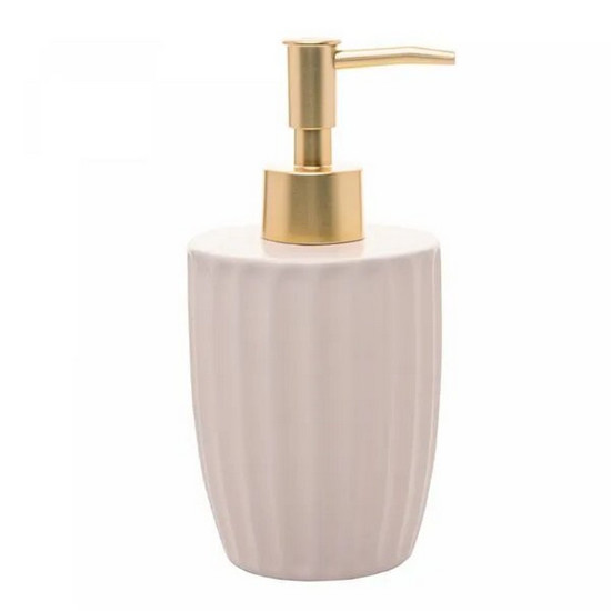 Imagem PORTA SABONETE LÍQUIDO DE CERÂMICA CANELATTA CREME 330ML - LYOR