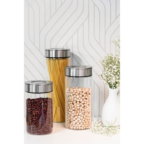 Imagem POTE DE VIDRO TRAMONTINA PUREZZA COM TAMPA DE AÇO INOX 10 CM 1,4 L