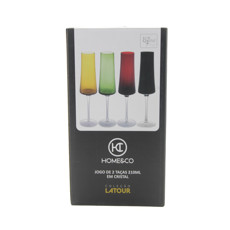 Imagem de JOGO DE TAÇAS CHAMPANHE HOME&CO LATOUR EM VIDRO 210ML 26X7X7CM VERMELHO 2 UNIDADES - Gs Comercio Internacional Ltda