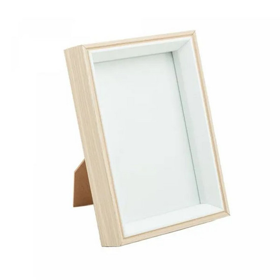 Imagem PORTA-RETRATO DE MDF 15CM X 20CM COR BEGE E BRANCO 