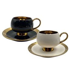 Imagem de JOGO DE 8 PEÇAS PARA CAFÉ EM PORCELANA 120ML 13X13X7 CM - Full Fit Industria Importacao E Comercio Ltda.