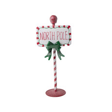 Imagem de PLACA DE NATAL NORTH POLE CO VERMELHO, BRANCO E VERDE COM GLITTER EM METAL 14X8,5X34,5CM - MABRUK  - Mabruk Importacao E Comercio Eireli