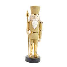 Imagem de BONECO SOLDADO DE CHUMBO NATALINO EM RESINA DECOR DOURADO COM CAJADO 31X9X7 CM - Cromus Embalagens Ind. E Com. Ltda