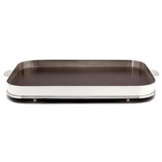 Imagem de BANDEJA EM INOX OBLONGA GALERIA LISA COM FUNDO DE MADEIRA 48X30X6 CM - ST JAMES - St James Industrial Ltda