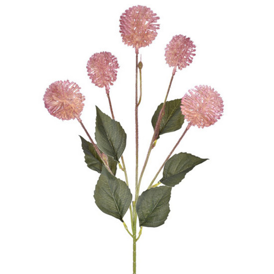 Imagem HASTE POMPOM FLOCADO PERMANENTE NA COR ROSA EM PLÁSTICO E CETIM 66X18 CM