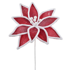 Imagem de HASTE NATALINA DECOR VERMELHA COM BORDA BRANCA MOLDÁVEL BICO DE PAPAGAIO 45X29 CM - Grillo Ltda