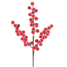 Imagem de HASTE DECORATIVA DE BERRIES NEVADAS VERMELHAS EM PLÁTICO E ISOPOR 37X12 CM - Grillo Ltda