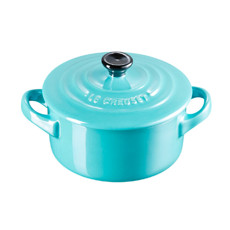 Imagem de MINI COCOTTE EM CERÂMICA AZUL CARIBE COM TAMPA 250ML  8X14X11 CM - LE CREUSET - Le Creuset Do Brasil Ltda 