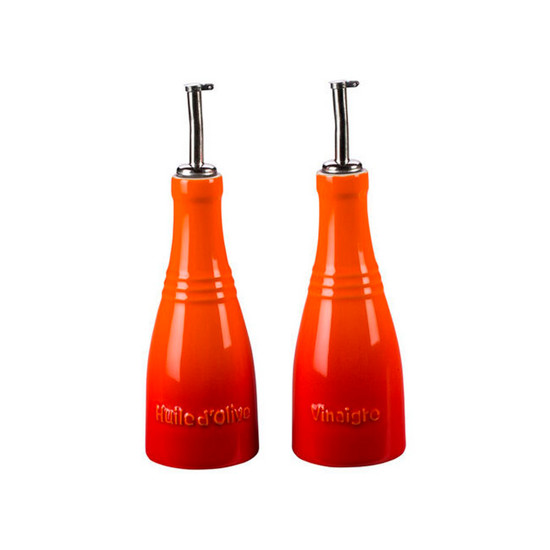 Imagem CONJUNTO AZEITE E VINAGRE EM CERÂMICA LARANJA 240ML 17X7 CM - LE CREUSET