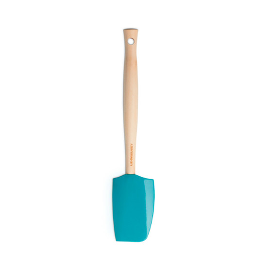 Imagem ESPÁTULA DE SILICONE CRAFT AZUL CARIBE COM CABO EM MADEIRA 1,5X28,5X5,8 CM - LE CREUSET