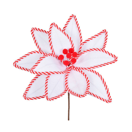 Imagem HASTE DECORATIVA MOLDÁVEL BICO DE PAPAGAIO BRANCA COM LISTRAS VERMELHAS 26X31 CM