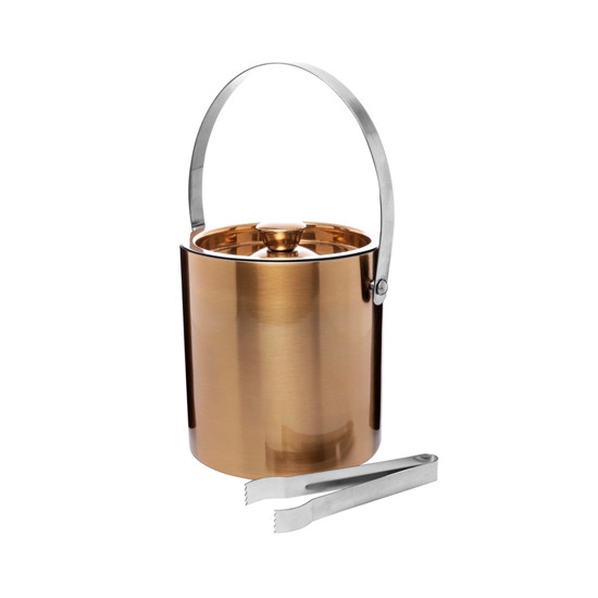Imagem BALDE DE GELO OLD FASHIONED EM AÇO INOX DOURADO 17X17X16 CM - WOLFF
