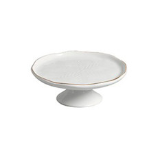 Imagem de MINI PRATO PARA BOLO EM CERÂMICA COR BRANCO COM FLOCO DE NEVE E FILETE DOURADO 20X20X7CM - SCALLA - Scalla Ceramica Artistica Ltda-Epp