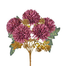 Imagem de BUQUÊ DE CRISÂNTEMO LAVANDA OUTONO PERMANENTE EM PLÁSTICO 26X17 CM - GRILLO - Grillo Ltda