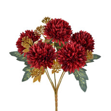 Imagem de BUQUÊ DE CRISÂNTEMO VERMELHO OUTONO PERMANENTE EM PLÁSTICO 26X17 CM - GRILLO - Grillo Ltda