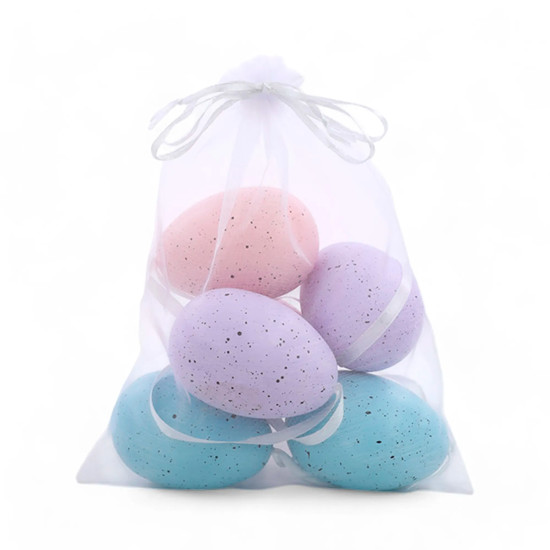 Imagem CONJUNTO DE 6 OVOS COLORIDOS DECORATIVOS EM PLÁSTICO 8X6 CM - CROMUS