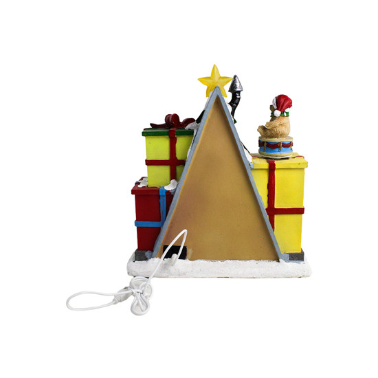 Imagem CENÁRIO LOJA DE PRESENTES NATALINA COM LED DECORATIVO COLORIDO EM RESINA 28X24X14 CM