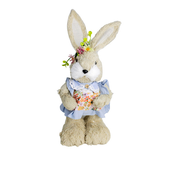 Imagem COELHO DE PÁSCOA COM FLORES COLORIDO EM POLIÉSTER E ISOPOR 45X22X15 CM - CROMUS