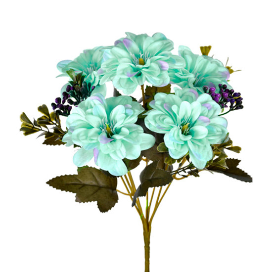 Imagem BUQUÊ DECORATIVO DE DÁLIA AZUL EM PLÁSTICO MOLDÁVEL 30X14 CM - GRILLO