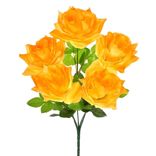 Imagem BUQUÊ DECORATIVO DE ROSAS AMARELAS EM PLÁSTICO MOLDÁVEL E PÉTALAS EM CETIM - GRILLO