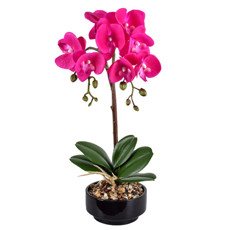 Imagem de ARRANJO DECORATIVO DE ORQUÍDEA LILÁS TOQUE REAL COM POTE EM CERÂMICA 44X19CM GRILLO - Grillo Ltda