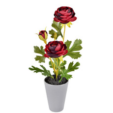 Imagem de ARRANJO DECORATIVO DE ROSAS VERMELHAS EM CETIM COM POTE EM MELAMINA 32X11CM GRILLO - Grillo Ltda