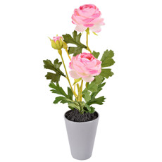 Imagem de ARRANJO DECORATIVO DE ROSAS ROSA EM CETIM COM POTE EM MELAMINA 32X11 CM - GRILLO - Grillo Ltda