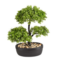 Imagem de ARRANJO DE BONSAI EM PLÁSTICO COM CASCALHO E VASO EM CERÂMICA 33X26X18 CM - GRILLO - Grillo Ltda