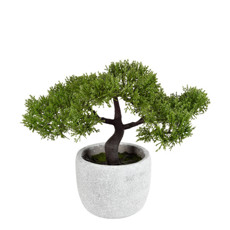 Imagem de ARRANJO DE BONSAI EM PLÁSTICO COM CASCALHO E VASO EM CIMENTO 26X29X17 CM - GRILLO - Grillo Ltda