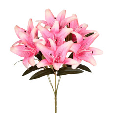 Imagem de BUQUÊ DECORATIVO DE LÍRIO ROSA OUTONO EM PLÁSTICO MOLDÁVEL 47X29 CM - GRILLO - Grillo Ltda