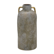 Imagem de VASO DECORATIVO CINZA E DOURADO EM CERÂMICA 30X13X13 CM - MABRUK - Mabruk Importacao E Comercio Ltda